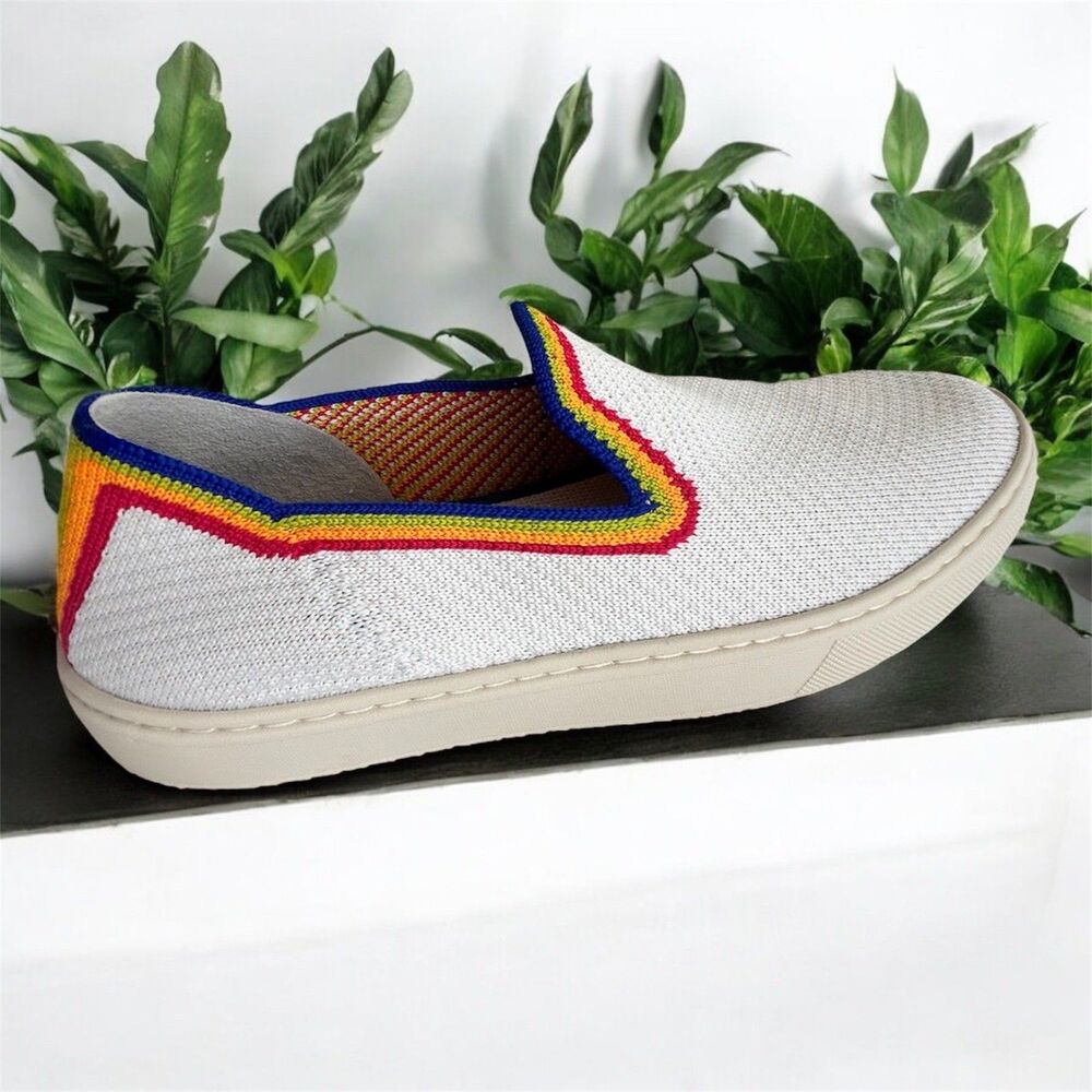 Rothy's The Slip On Womens Size 5.5 Limited Edition SF Rainbow Flats Pride EUC
